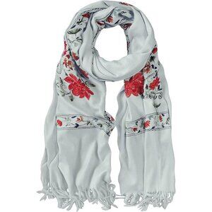 Women's Embroidered Tassel Long Shawl Oversize Scarf Wraps for Women